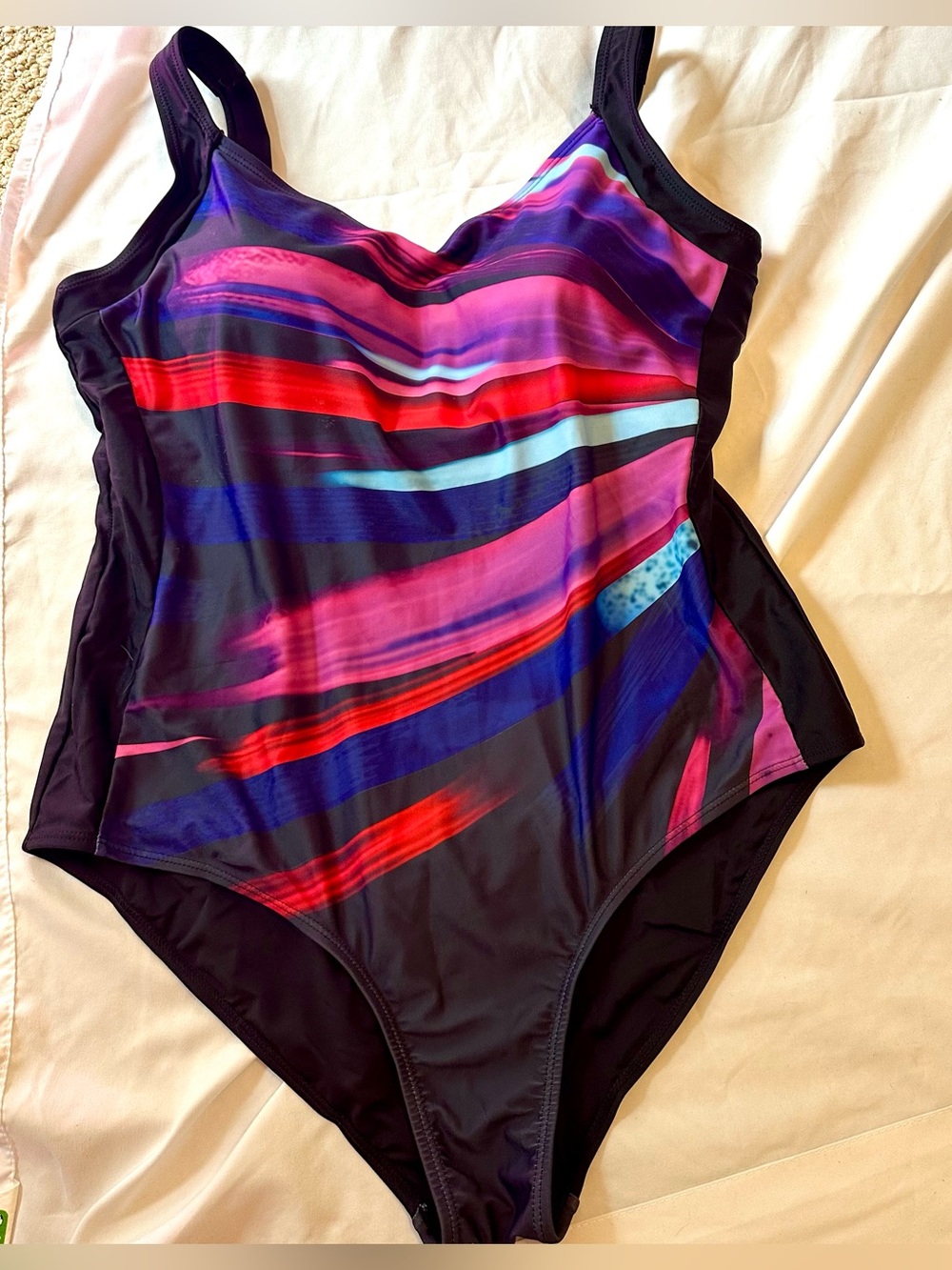 Women's One-Piece Swimsuit in Multicolor Brushstroke Print